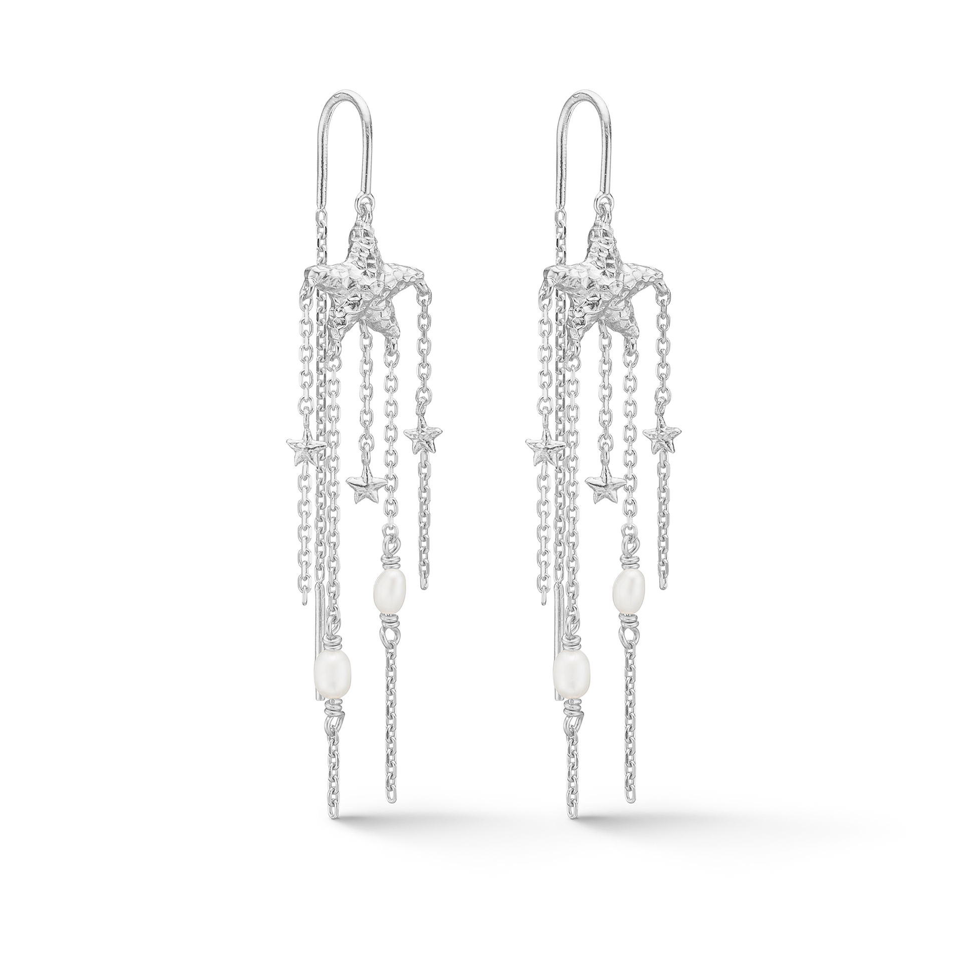 Sølv ørestik "Starfish Lustre" m. perler