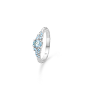 Sølv ring "Fragments" m. blå zirk.