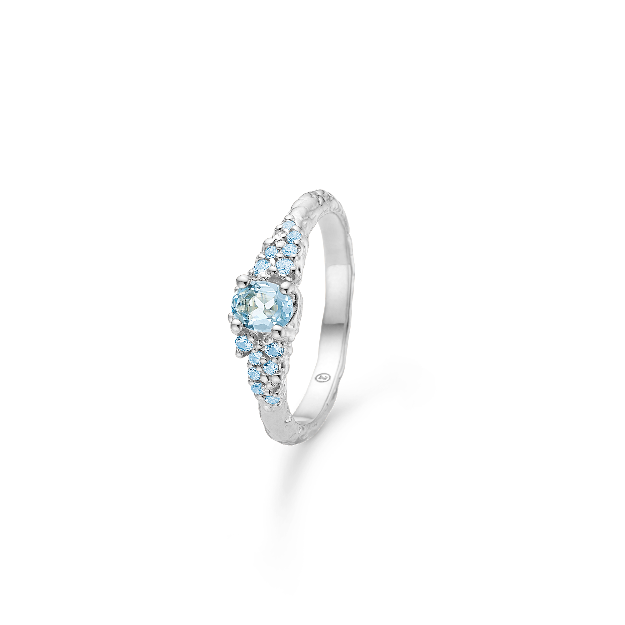 Sølv ring "Fragments" m. blå zirk.