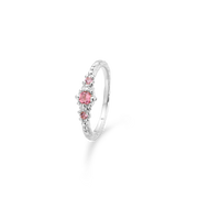 Sølv ring "Fragments" m. rosa zirk.