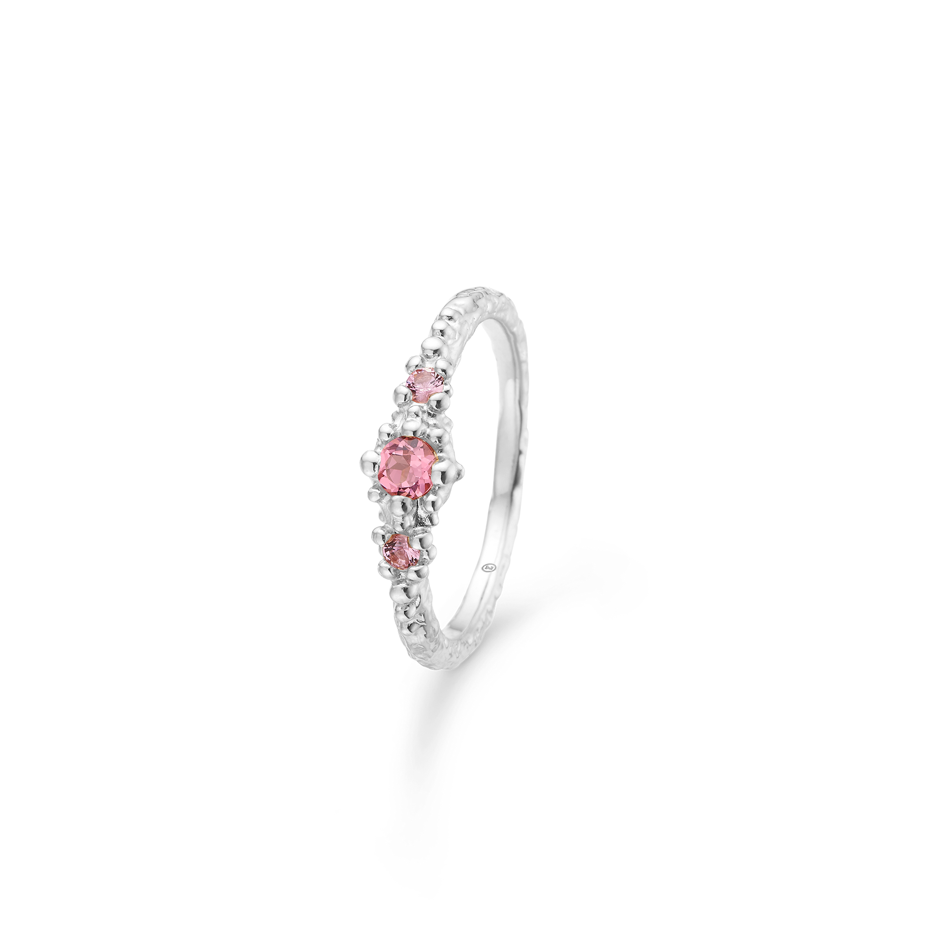 Sølv ring "Fragments" m. rosa zirk.