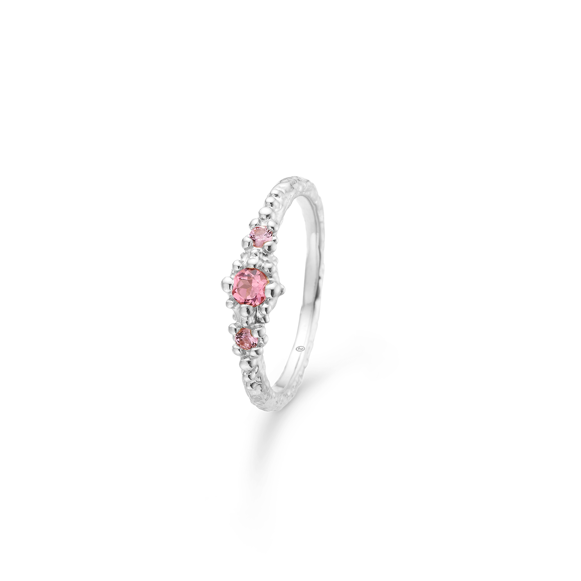 Sølv ring "Fragments" m. rosa zirk.