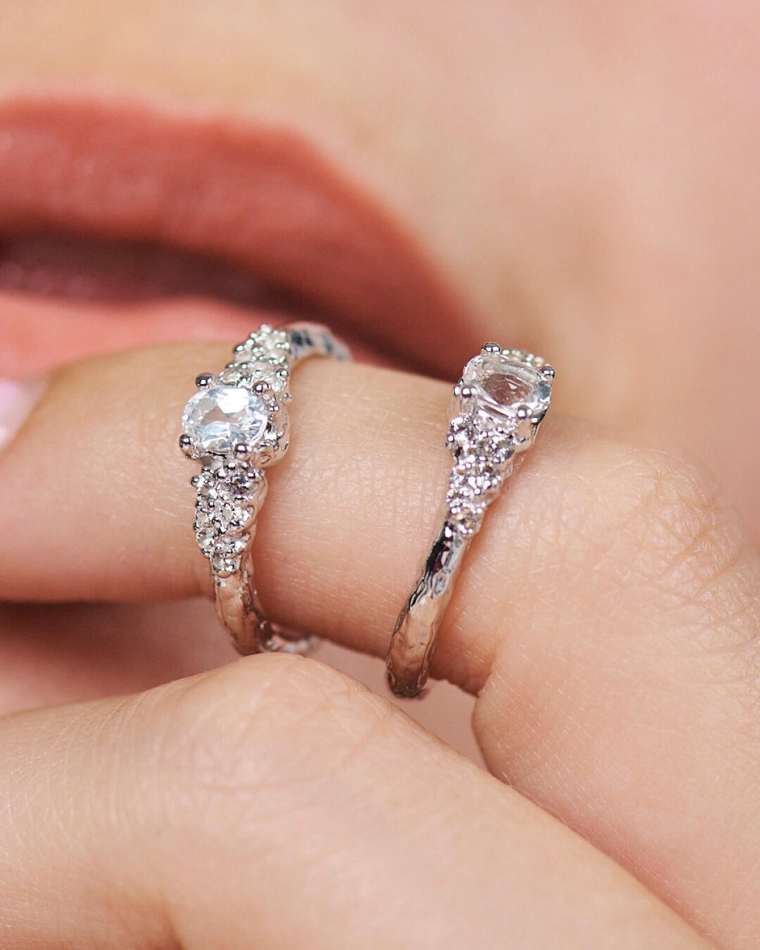 Sølv ring "Fragments" m. zirk.