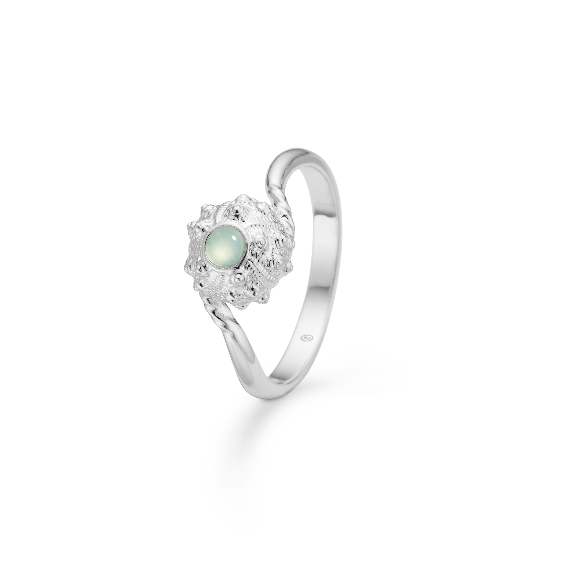 Sølv ring "Urchin Elegance" grøn zirk.