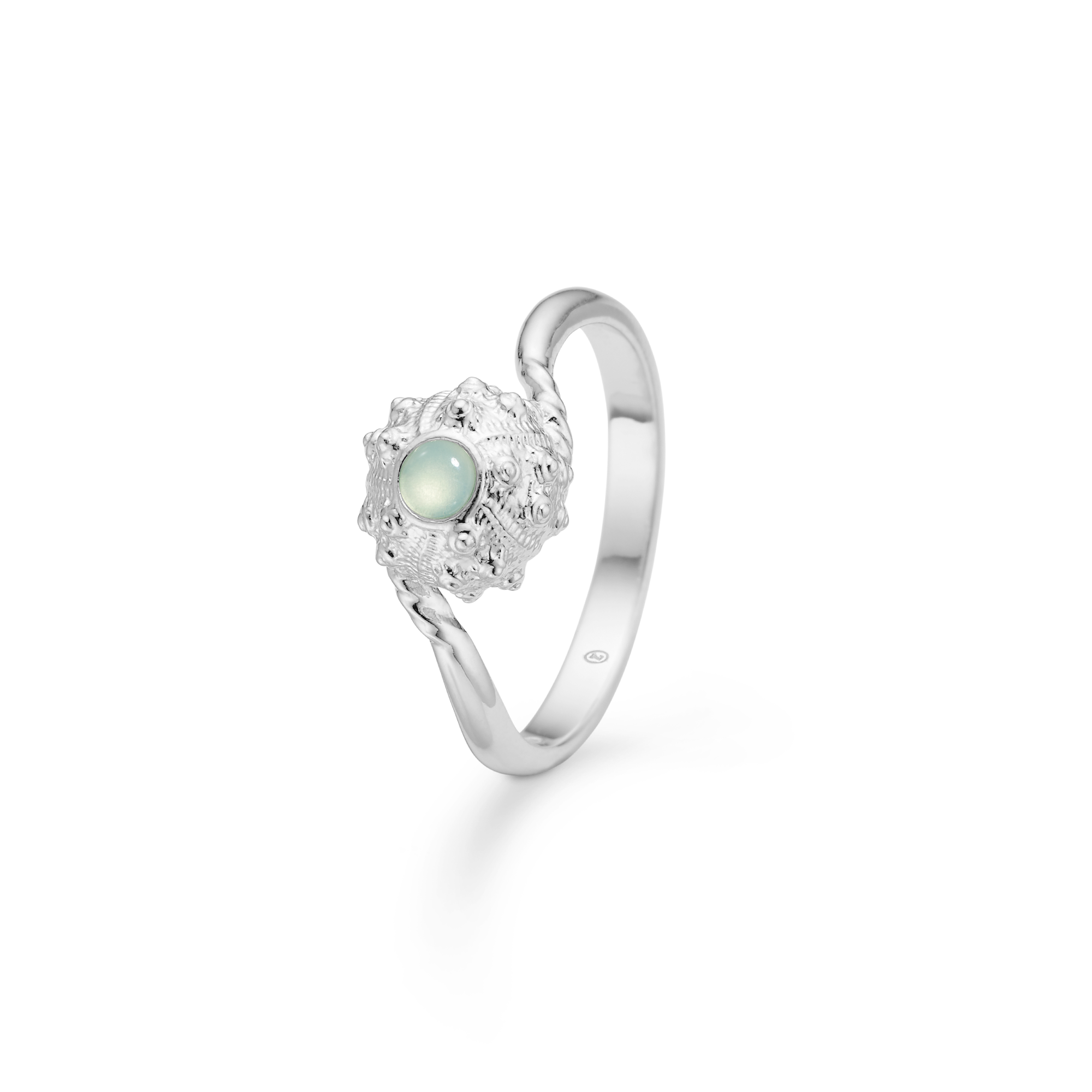 Sølv ring "Urchin Elegance" grøn zirk.