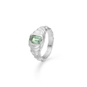 Sølv ring "Icicle" m. grøn zirk.