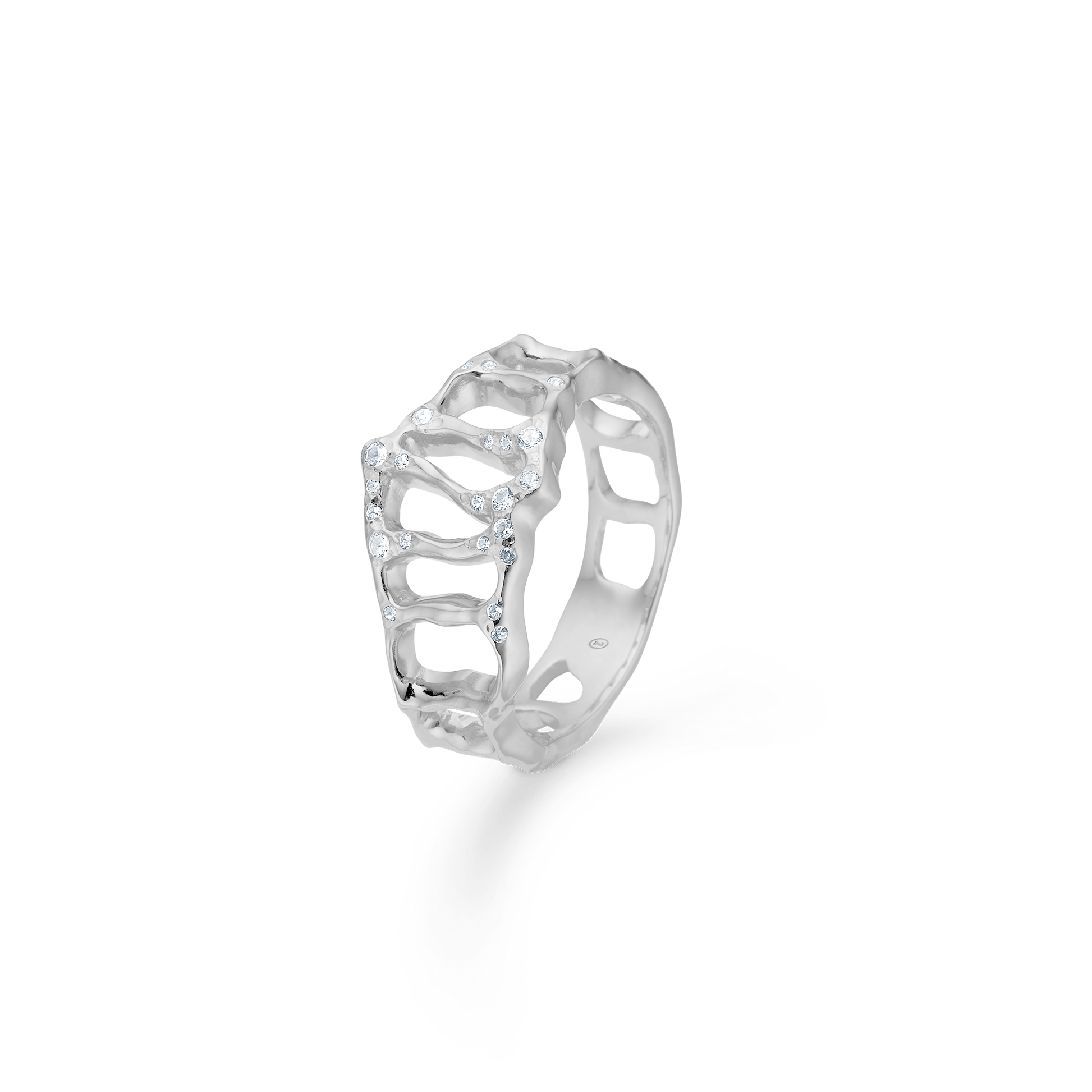 Sølv ring "Ridge" m. zirk.