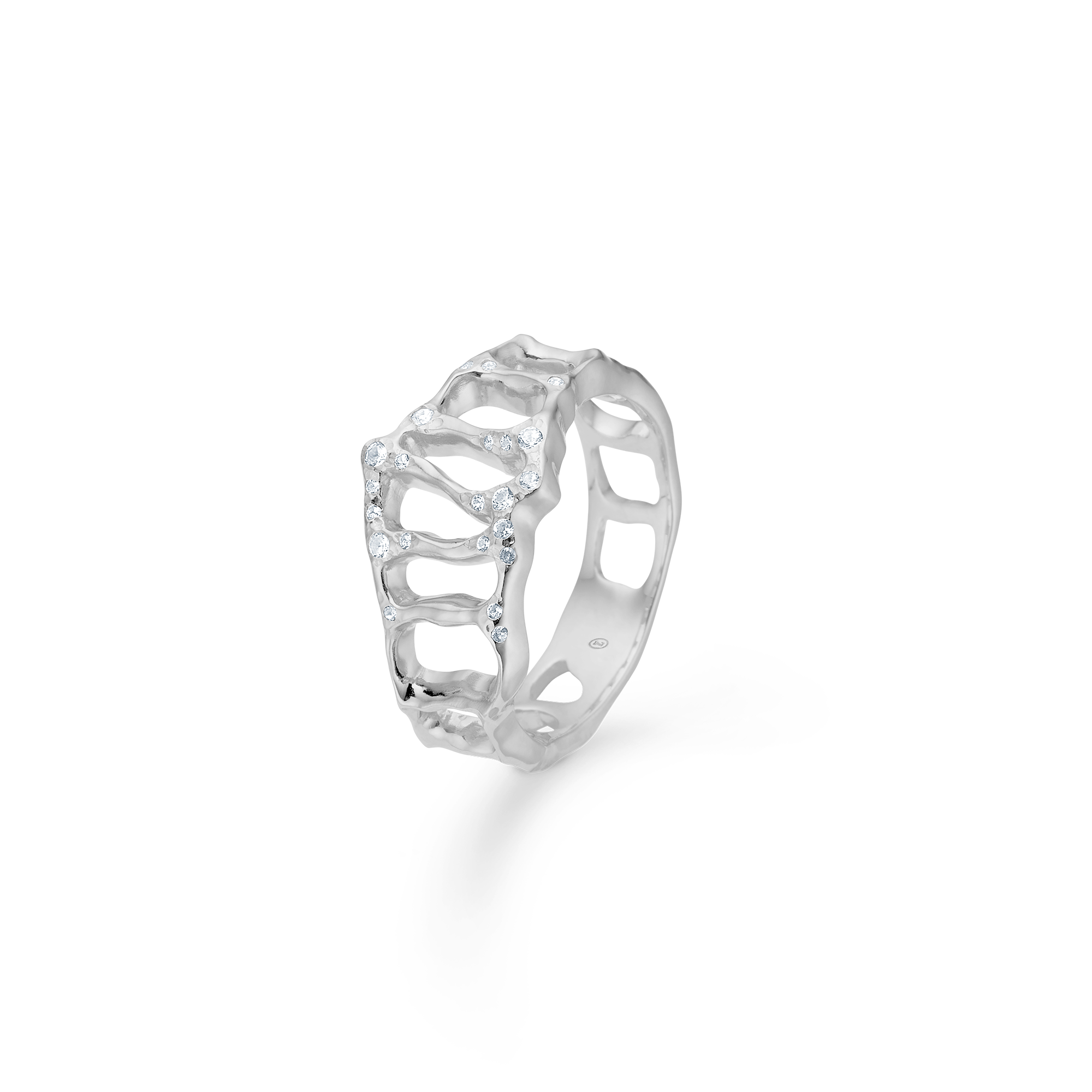 Sølv ring "Ridge" m. zirk.