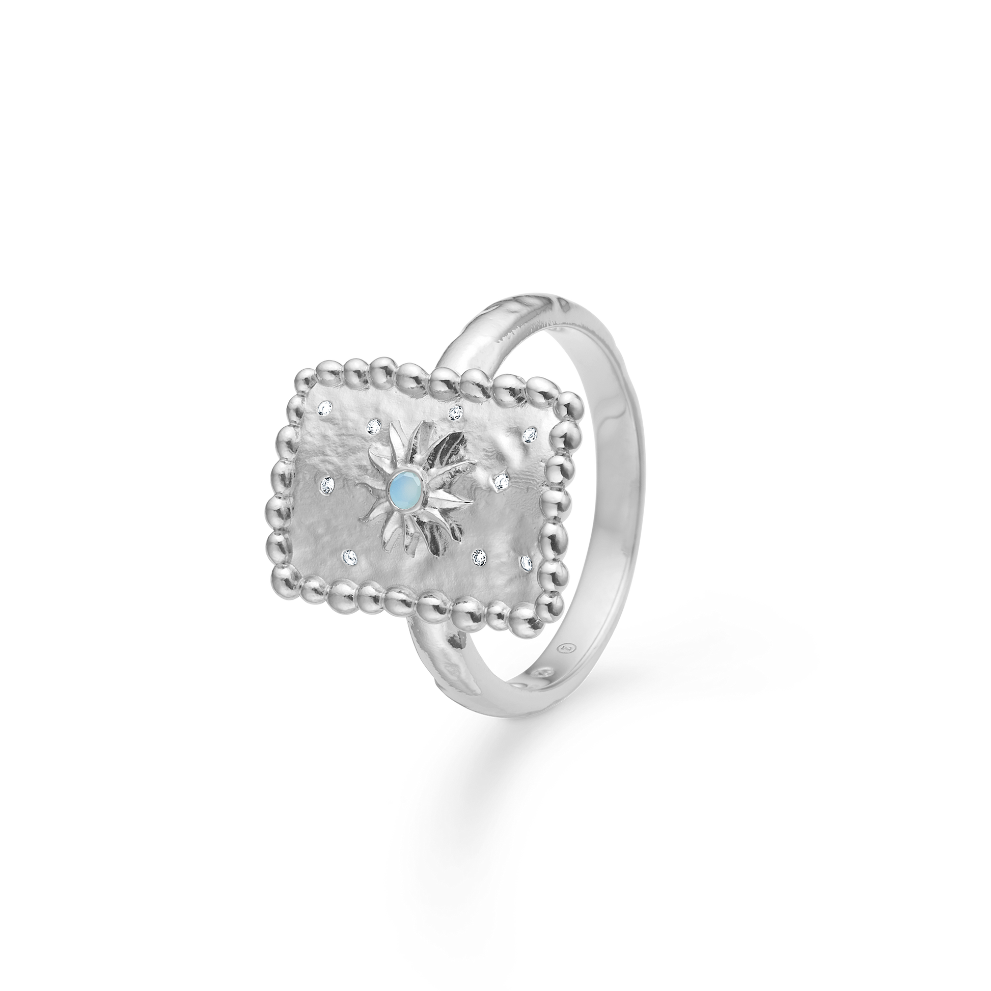 Sølv ring "Liora" m. blå zirk.