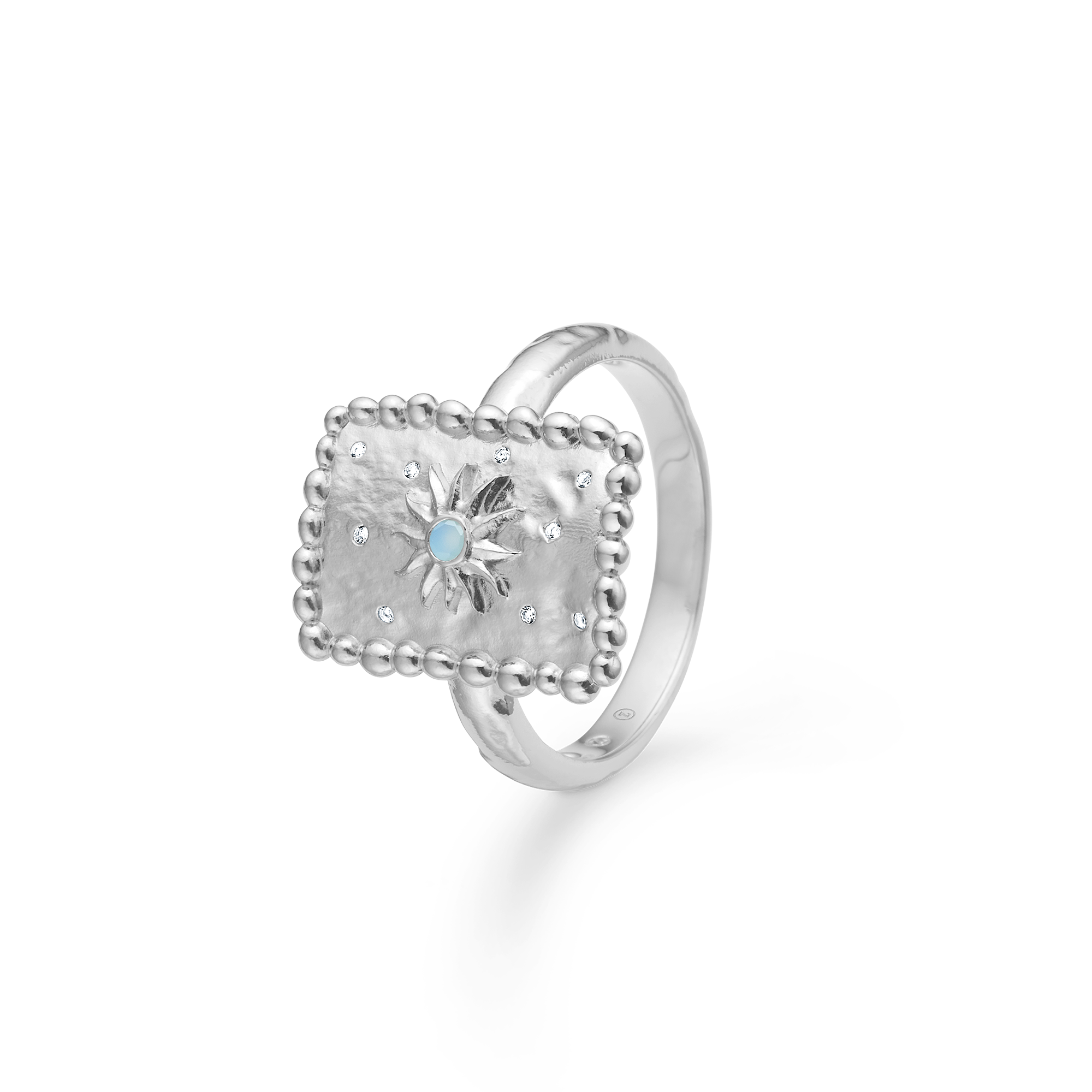 Sølv ring "Liora" m. blå zirk.