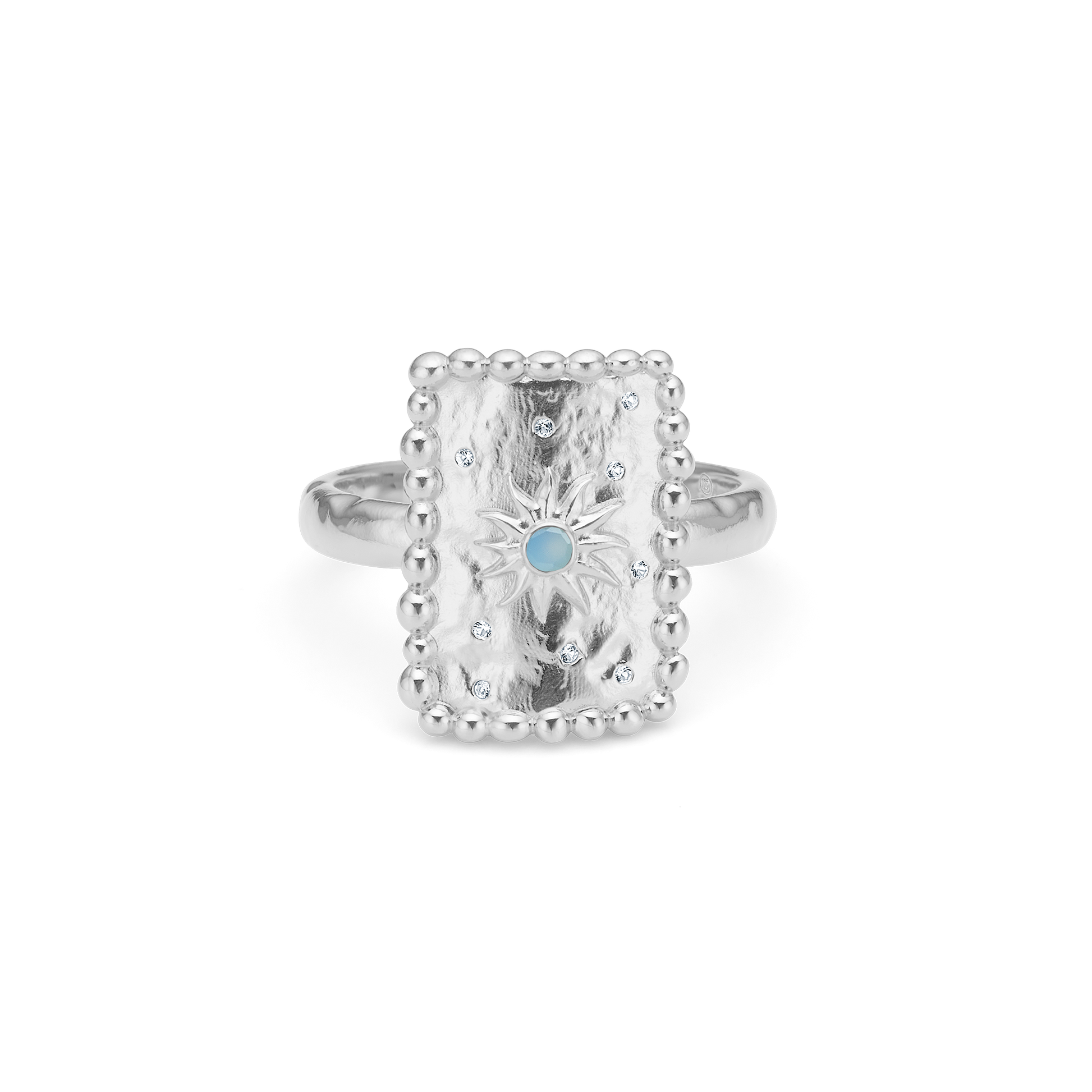 Sølv ring "Liora" m. blå zirk.