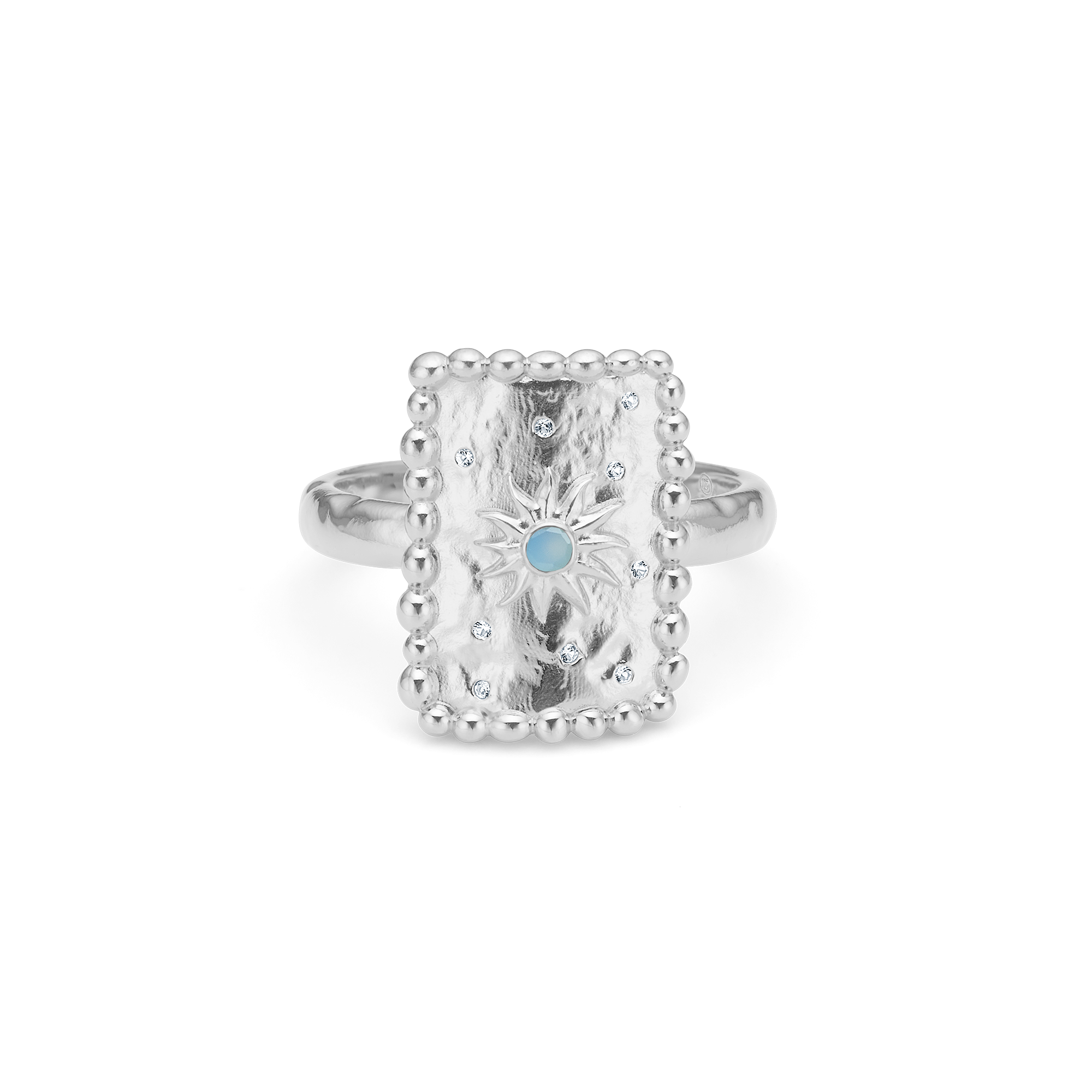 Sølv ring "Liora" m. blå zirk.