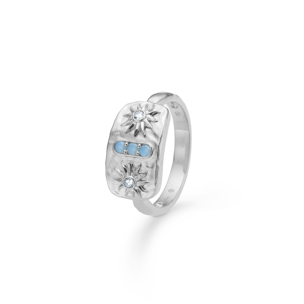 Sølv ring "Marena" m. blå zirk.