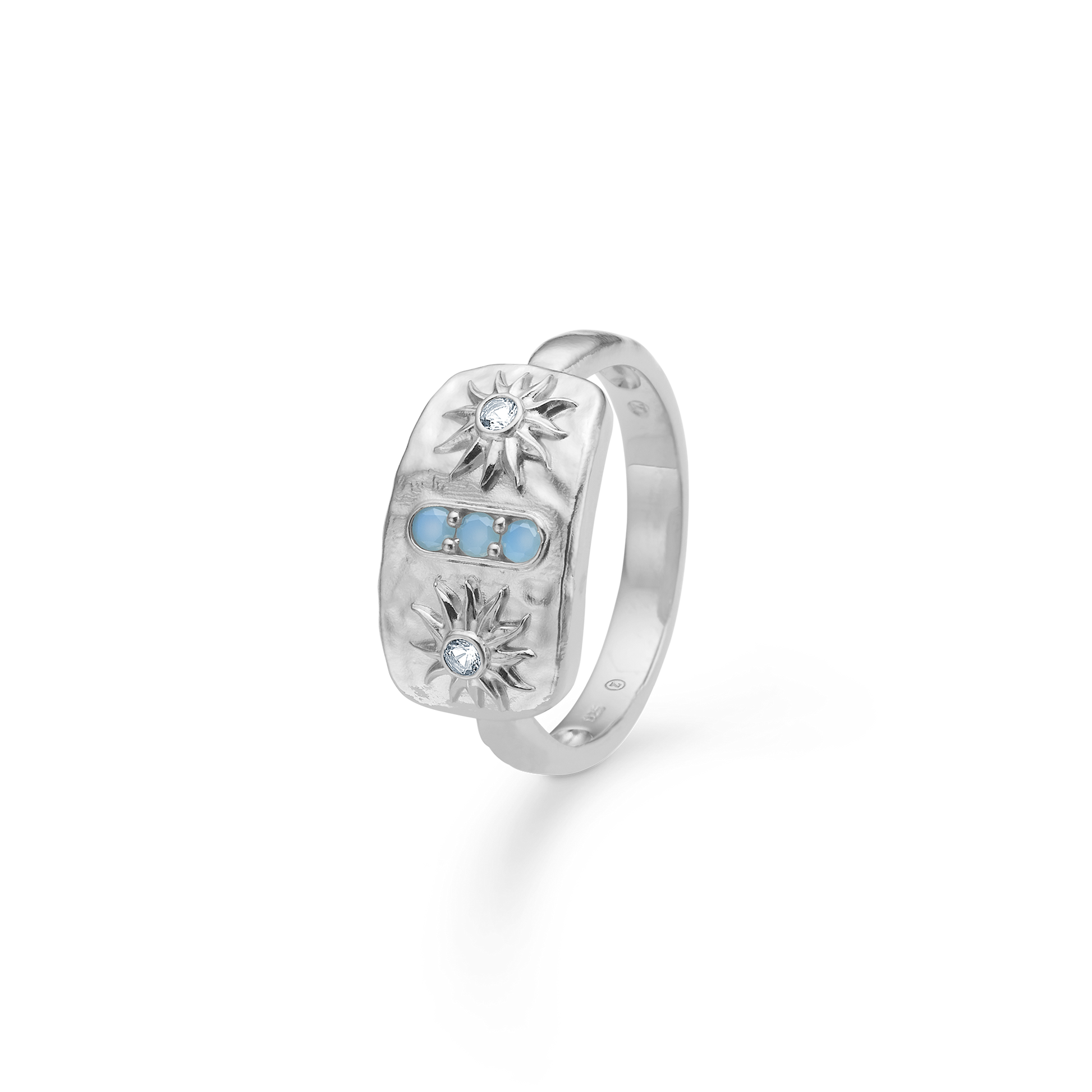 Sølv ring "Marena" m. blå zirk.