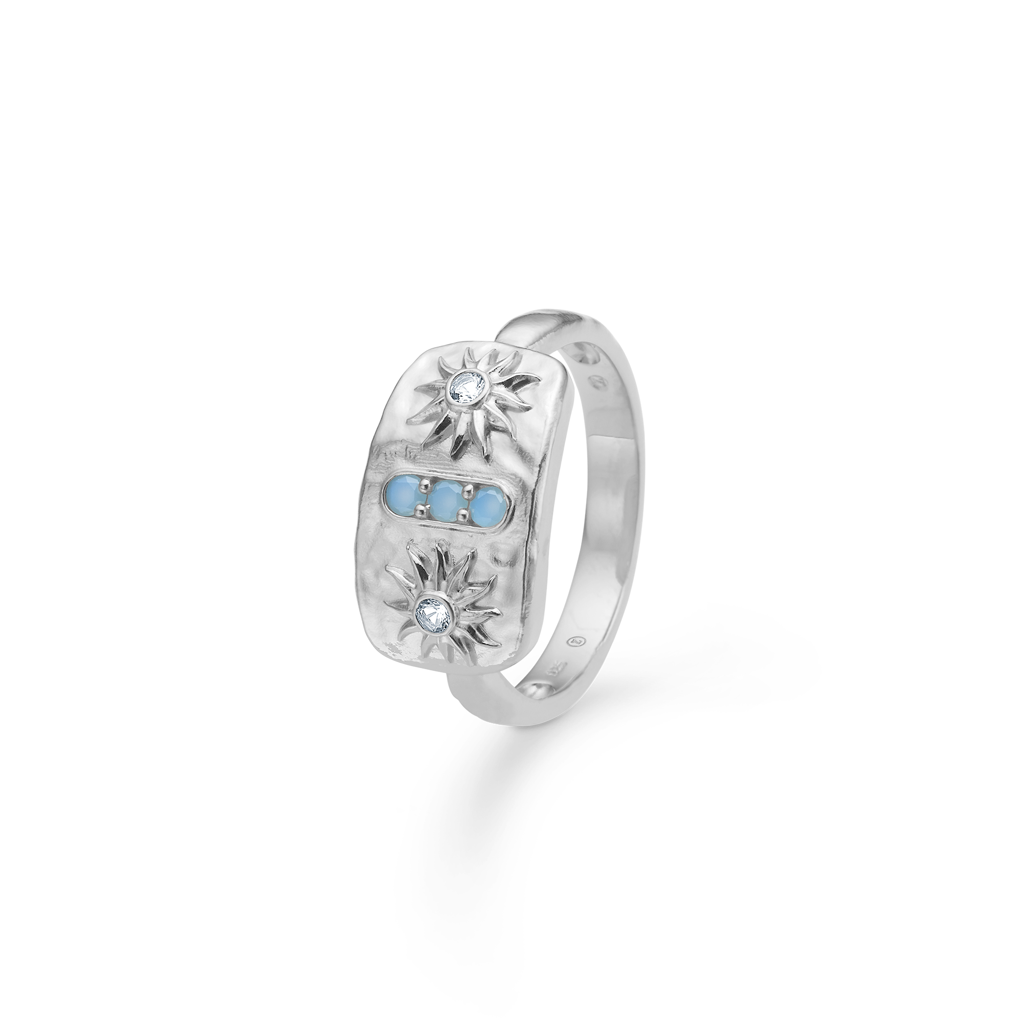 Sølv ring "Marena" m. blå zirk.