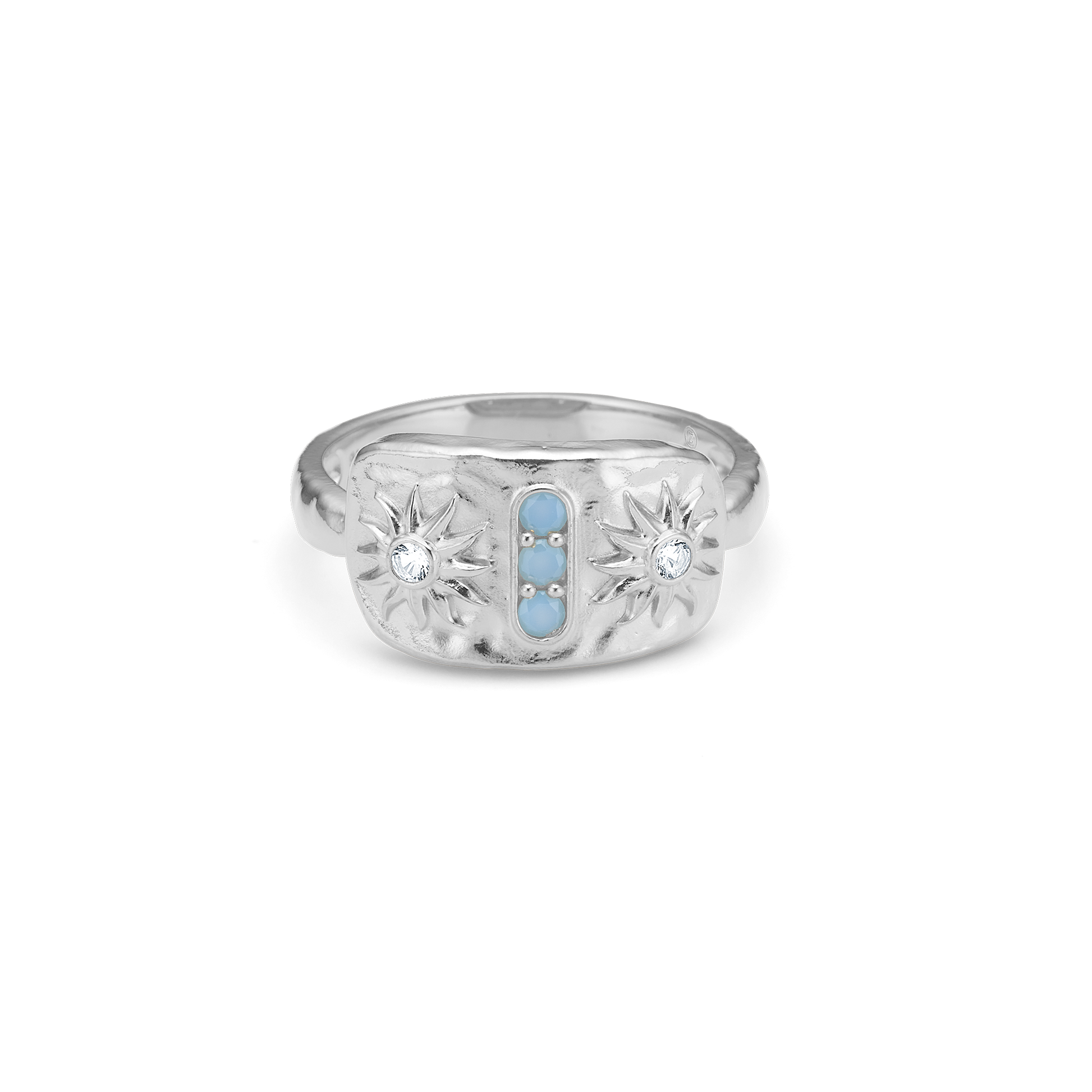 Sølv ring "Marena" m. blå zirk.