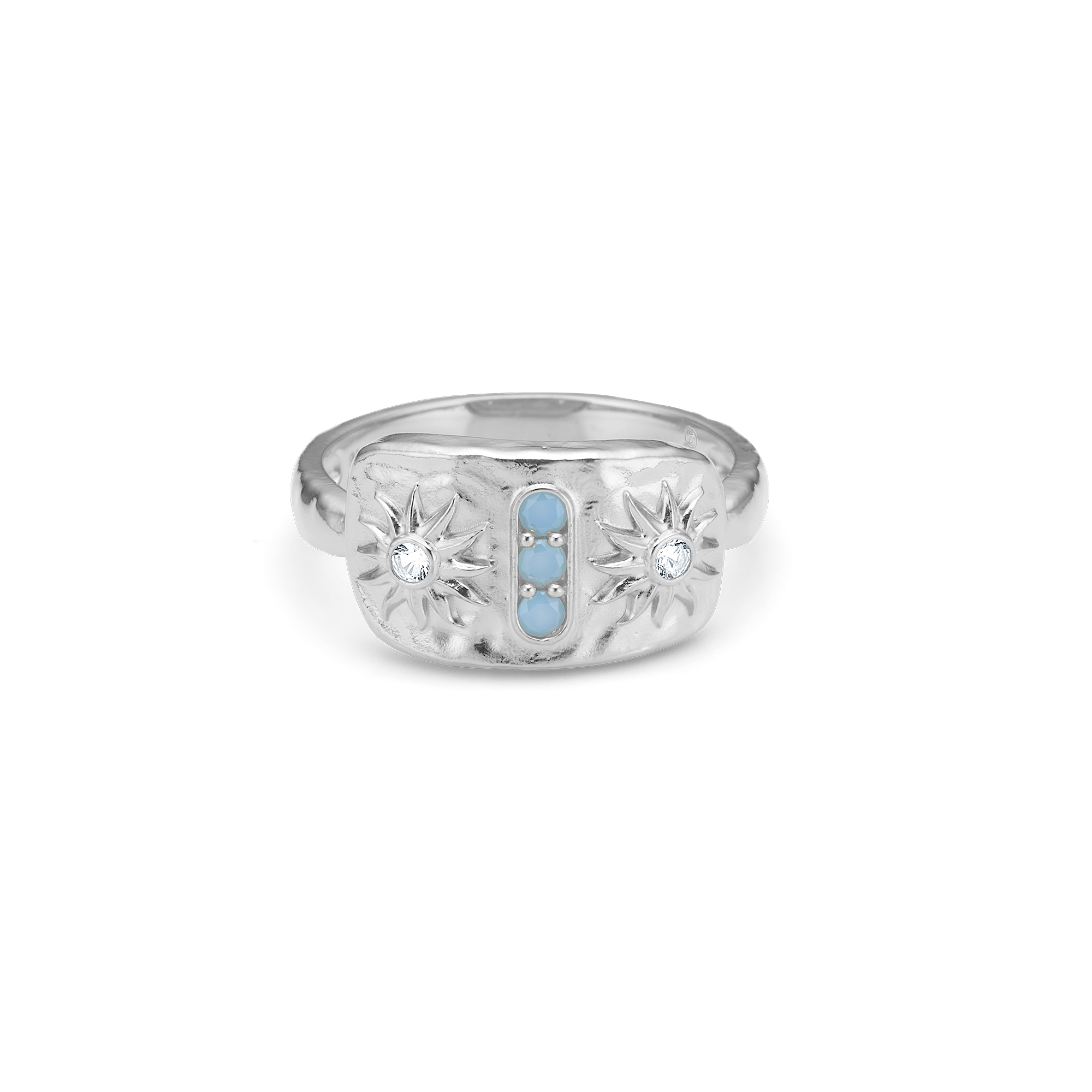 Sølv ring "Marena" m. blå zirk.