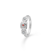 Sølv ring "Solara" rød zirk.