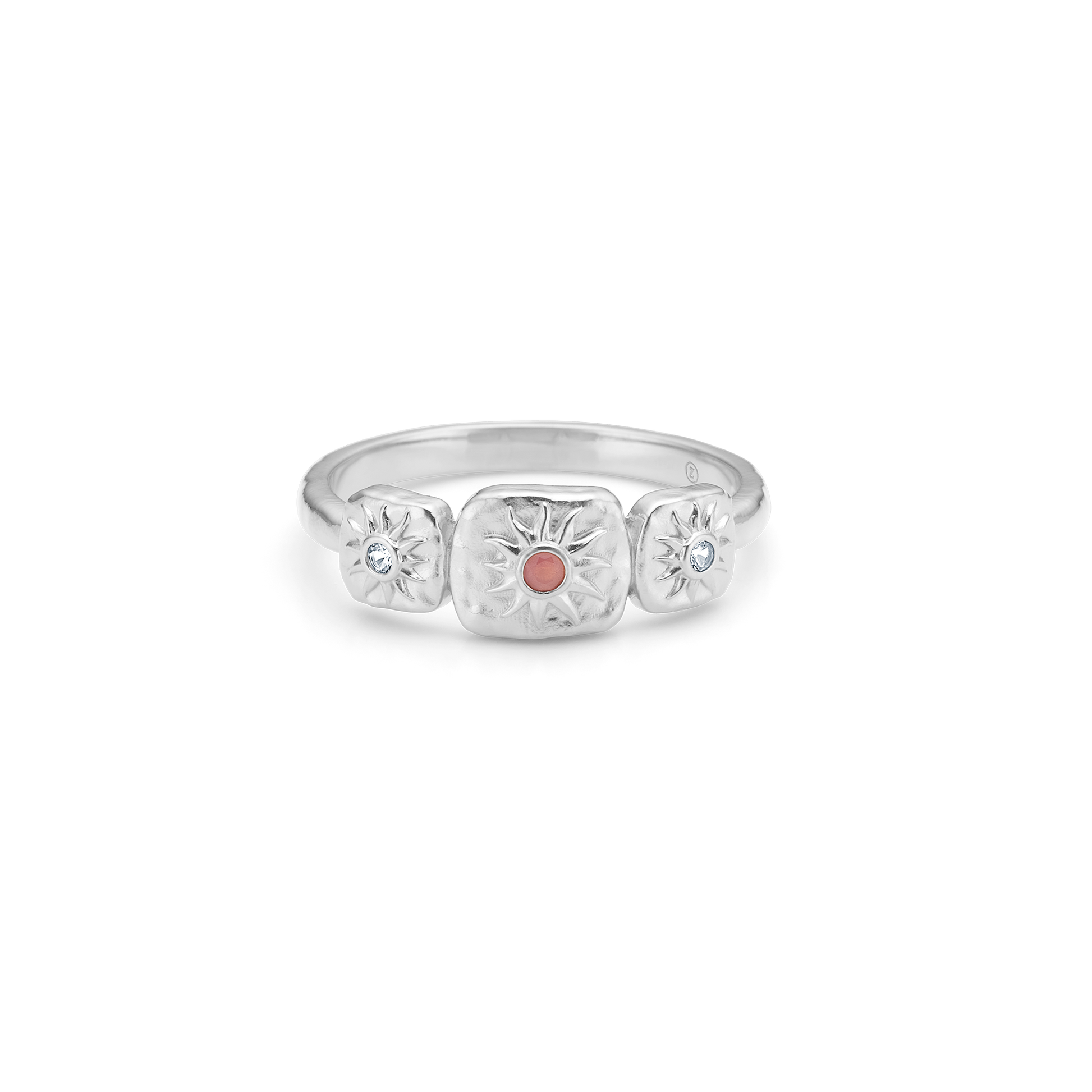 Sølv ring "Solara" rød zirk.