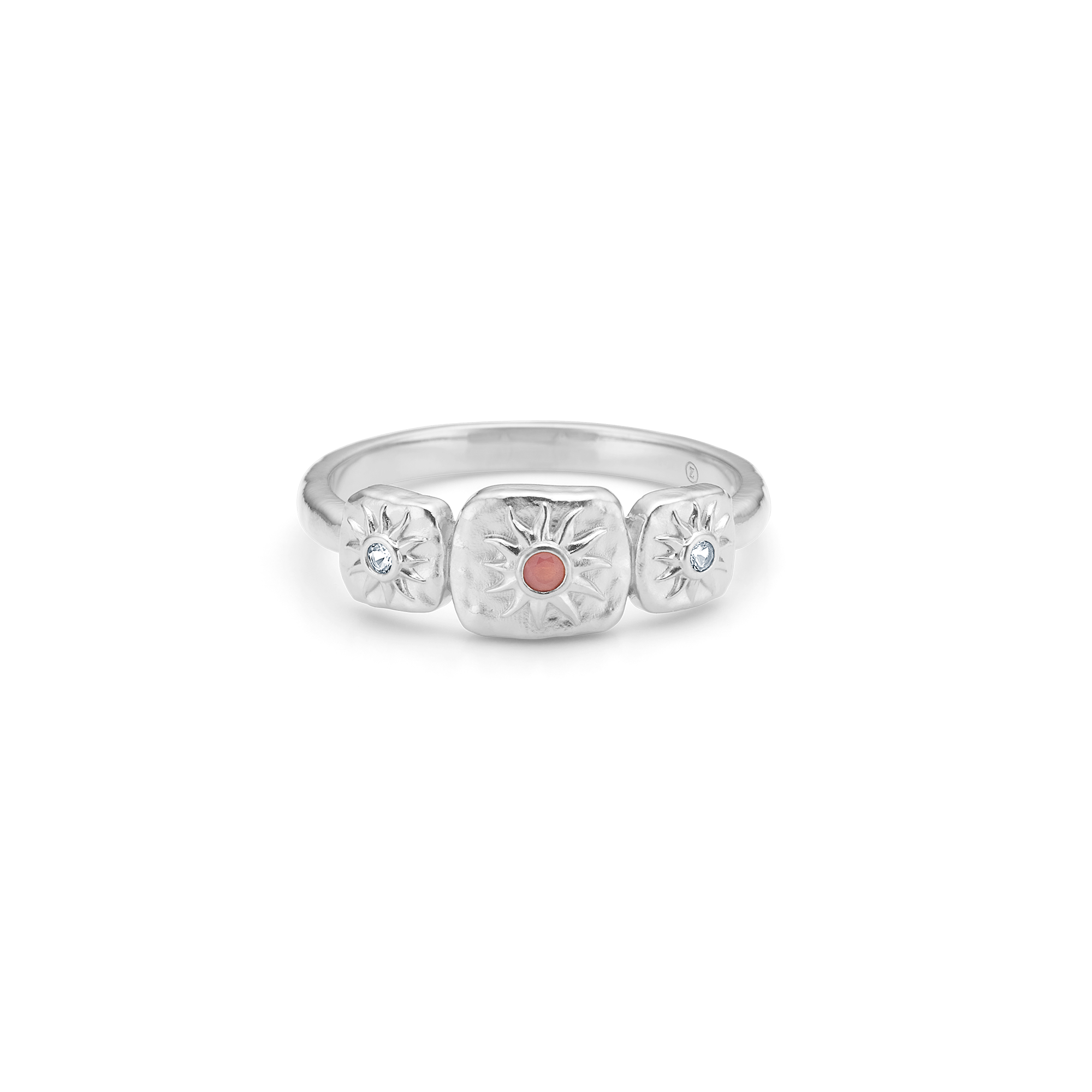 Sølv ring "Solara" rød zirk.