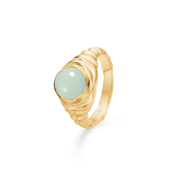 Sølv forg. ring "Endless Waves" grøn zirk.