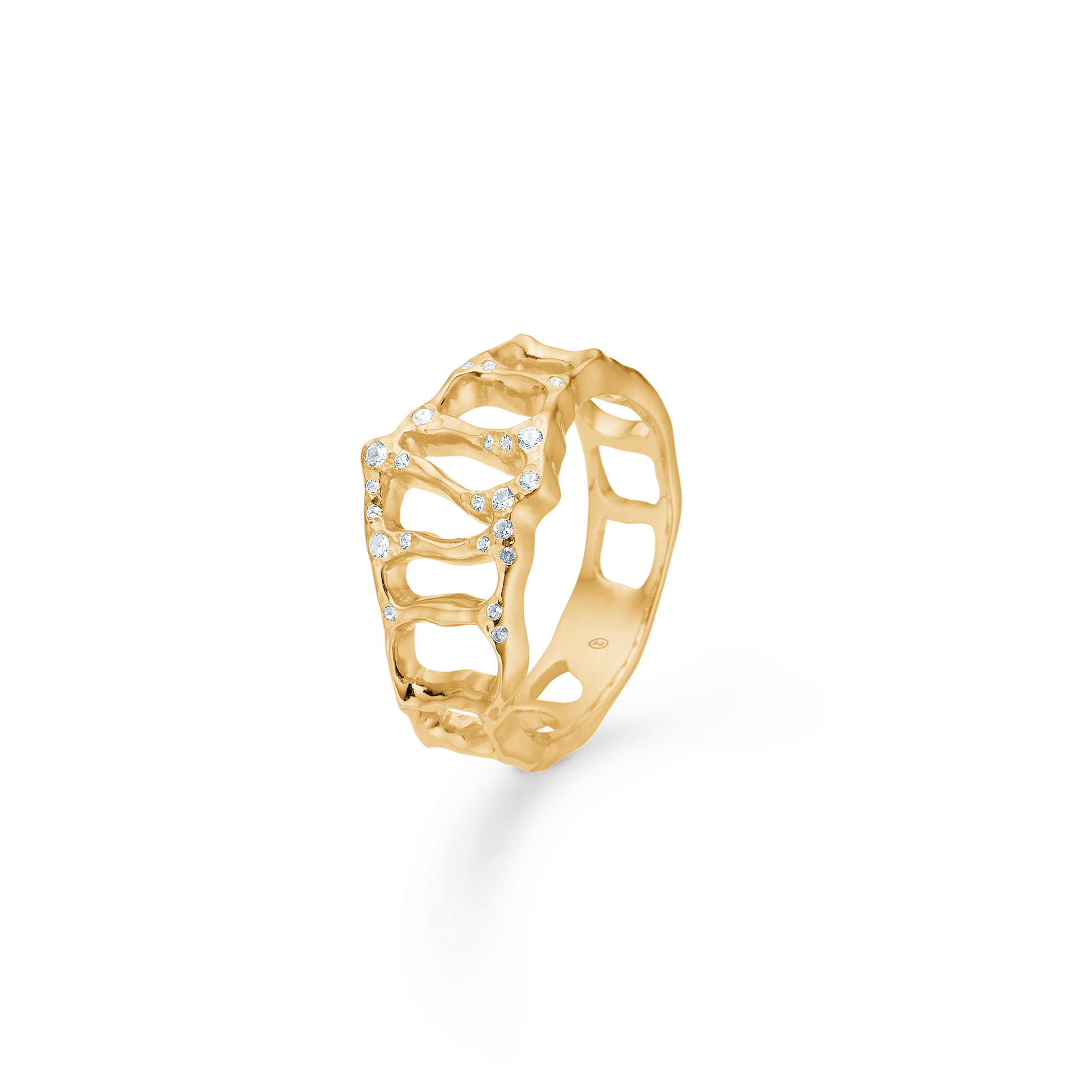 Sølv forg. ring "Ridge" m. zirk.