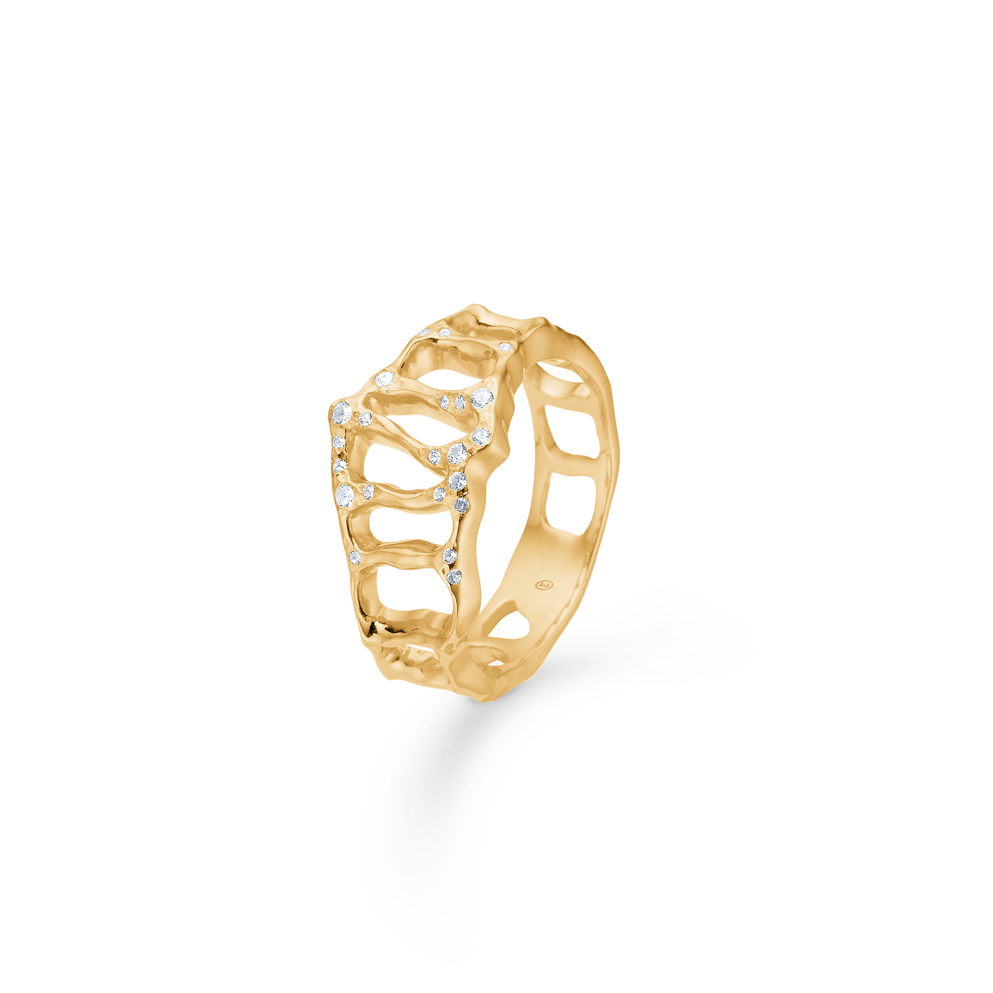 Sølv forg. ring "Ridge" m. zirk.