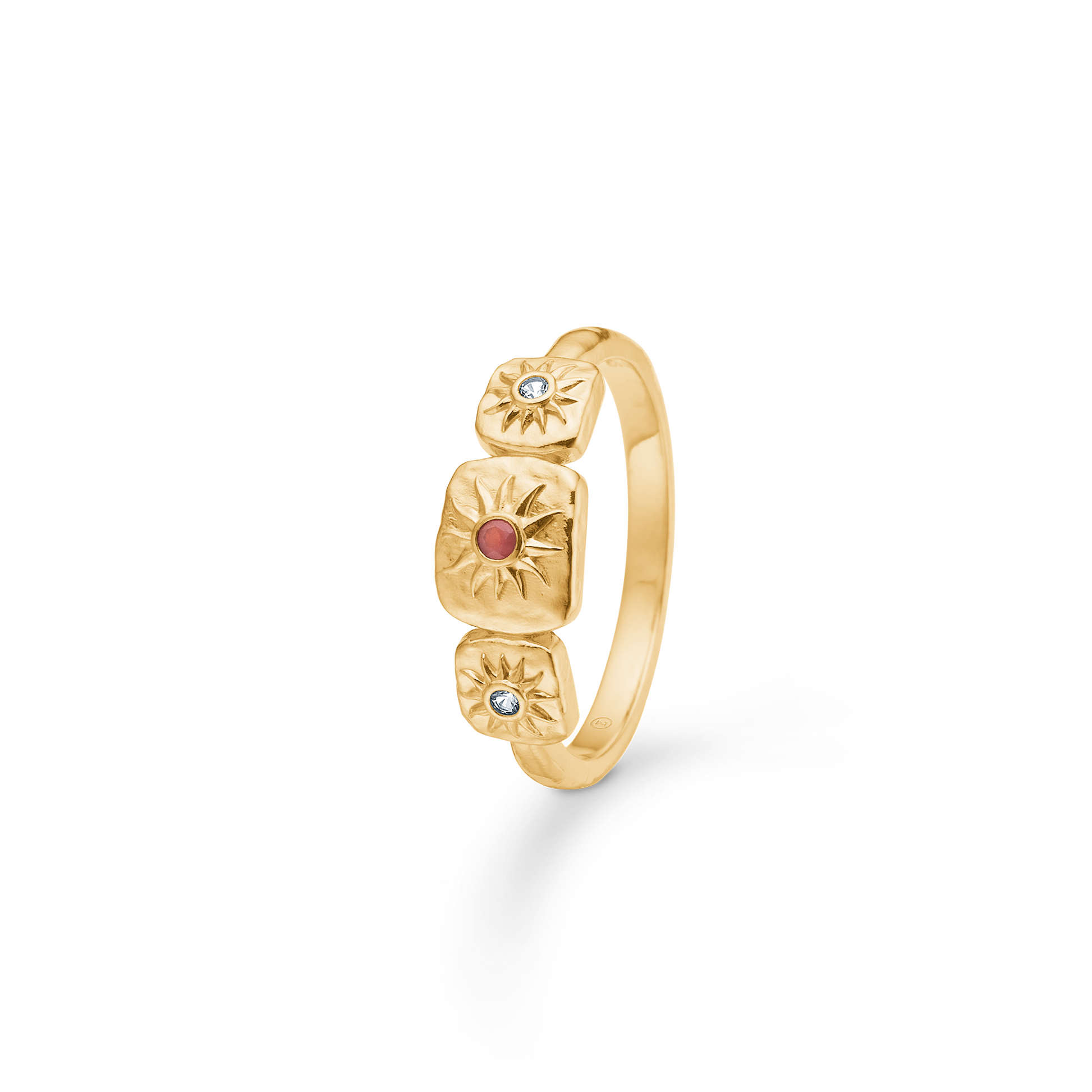 Sølv forg. ring "Solara" rød zirk.