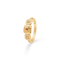 Sølv forg. ring "Solara" rød zirk.