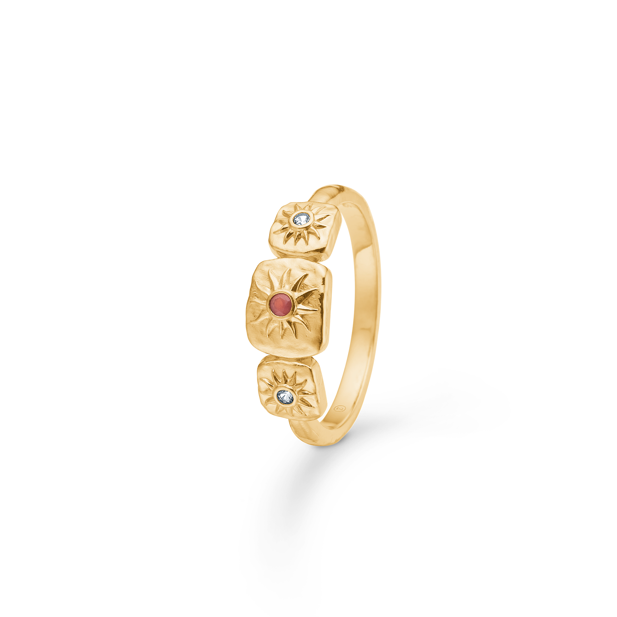 Sølv forg. ring "Solara" rød zirk.