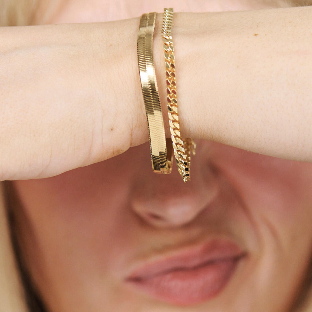 Sølv forgyldt armbånd sildeben "Cobra"