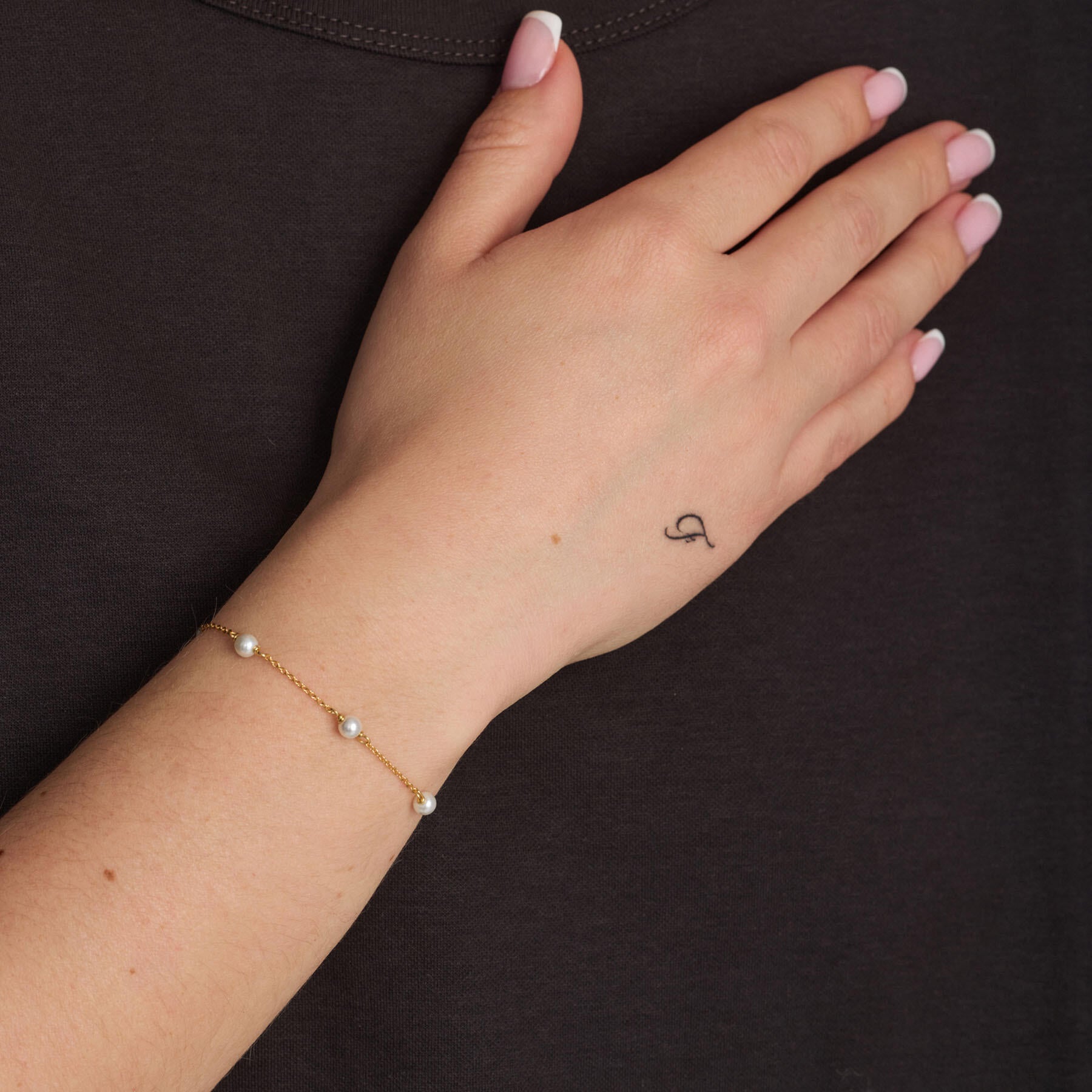 Sølv forgyldt armbånd "Shore" m. 5 perler