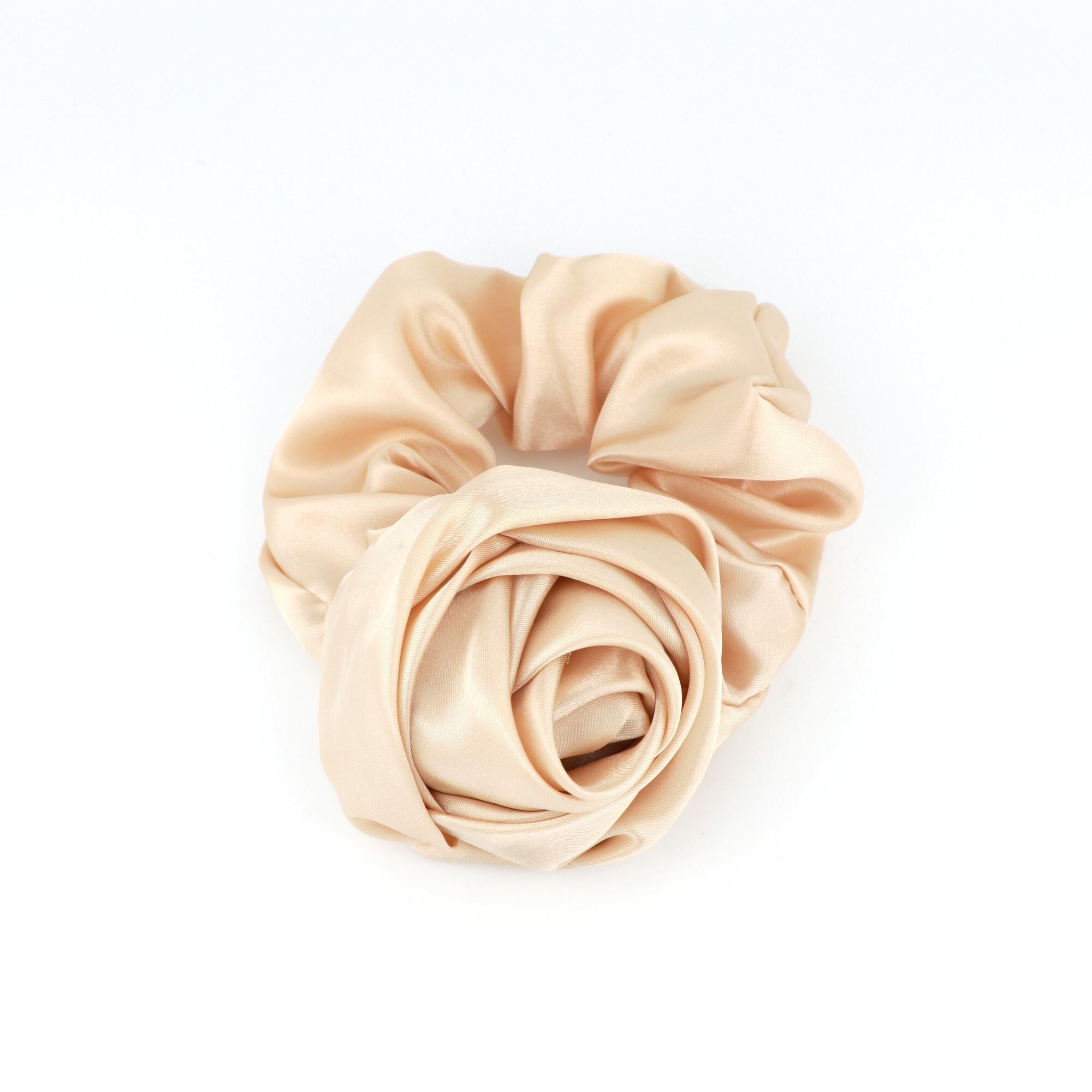 Hårelastik med rose - Creme