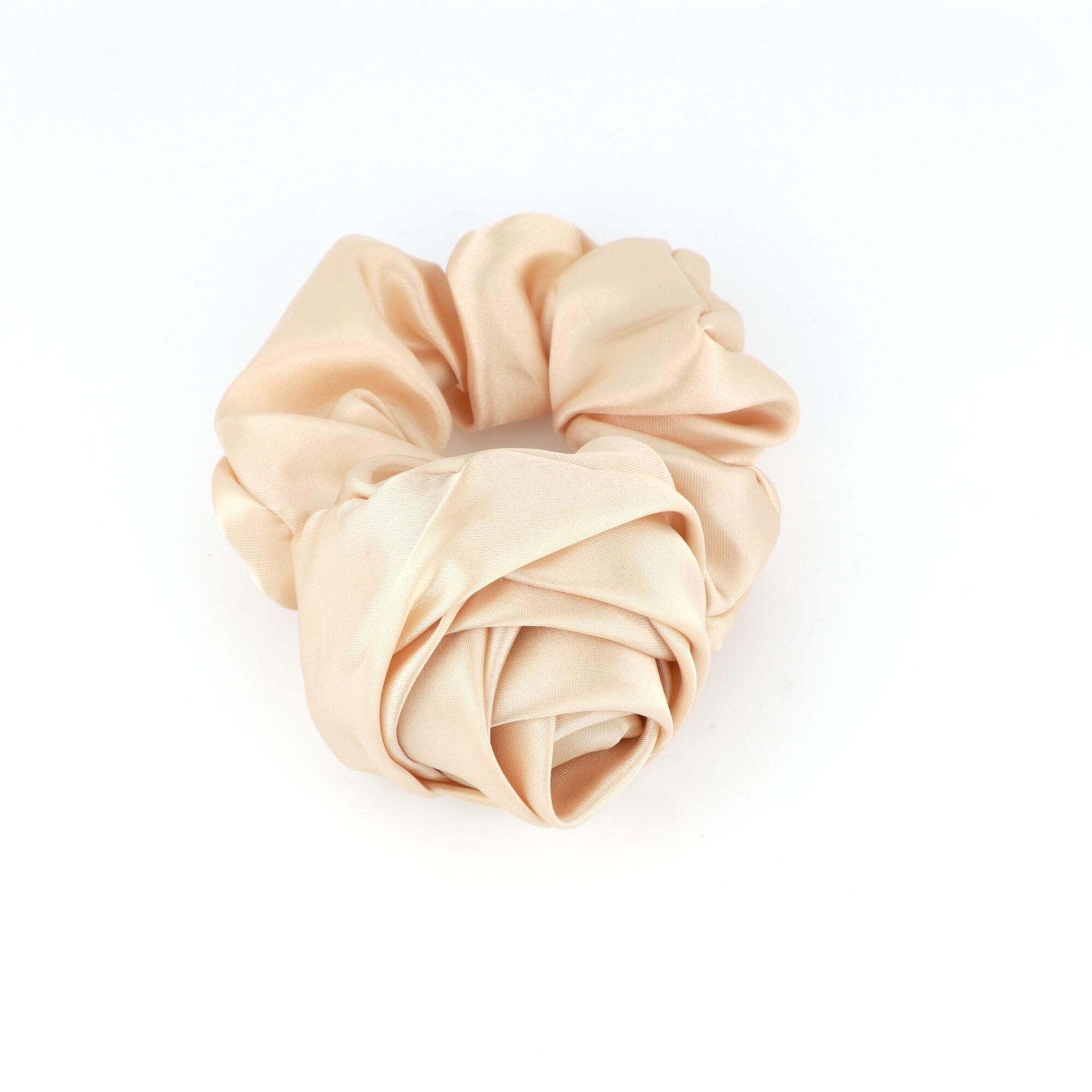 Hårelastik med rose - Creme