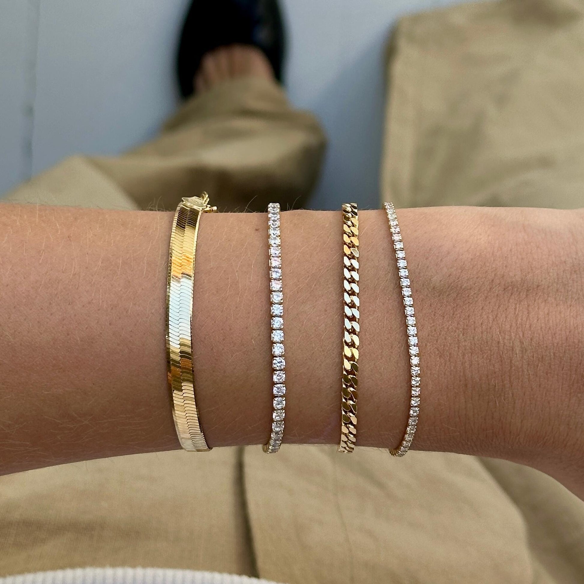 Sølv forgyldt armbånd sildeben "Cobra"
